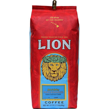 One 24 ounce bag of Lion Macadamia Flavored Coffee