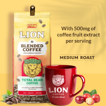 Lion Blended Total Bean Coffee with nutrient-rich coffee fruit for extra antioxidants