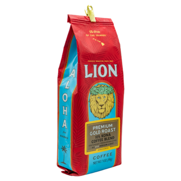 One seven ounce bag of Lion Premium Gold 10 percent Kona Coffee