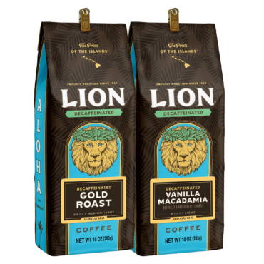 Lion Swiss Water Decaf Bundle containing two bags of decaf coffee