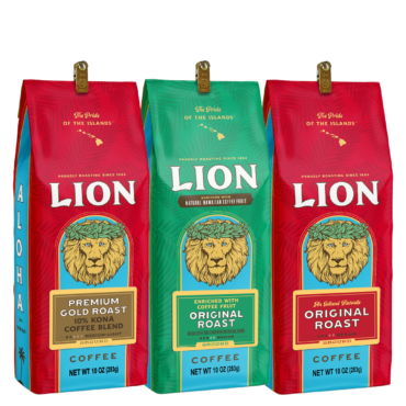 Lion Medium Roast Coffee Taster Tri-Pack, contains three bags of coffee