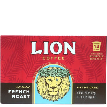 One box of Lion Coffee French Roast Single Serve Coffee Pods